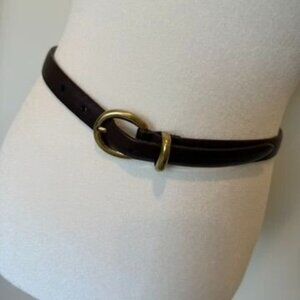 Brooks Brothers Brown Leather Gold Oval Buckle Belt Size Small